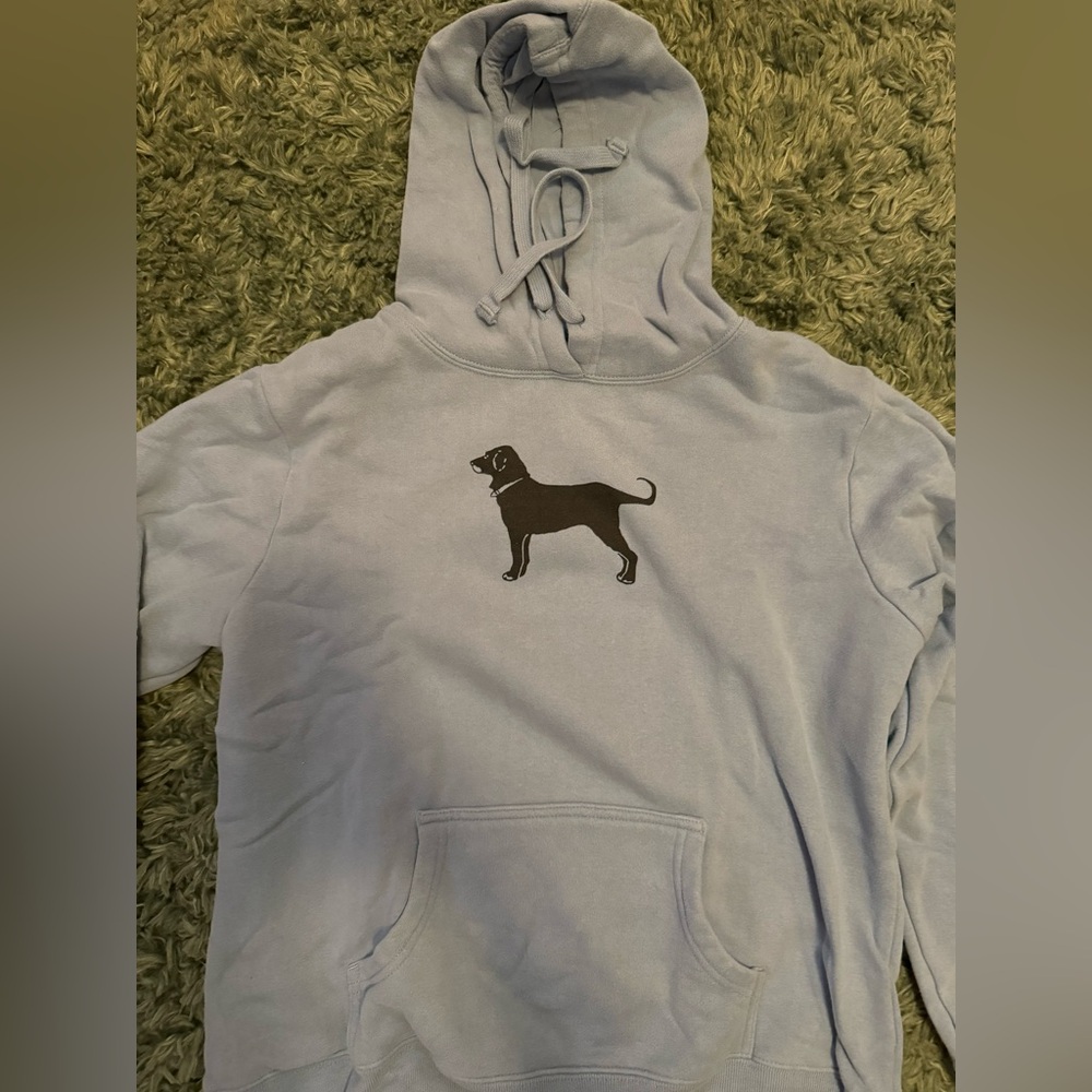 baby blue black dog hoodie